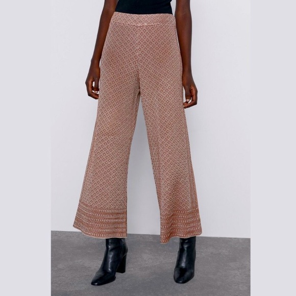 Zara Pants & Jumpsuits Zara Knit Wide Leg Cropped Pants Poshmark